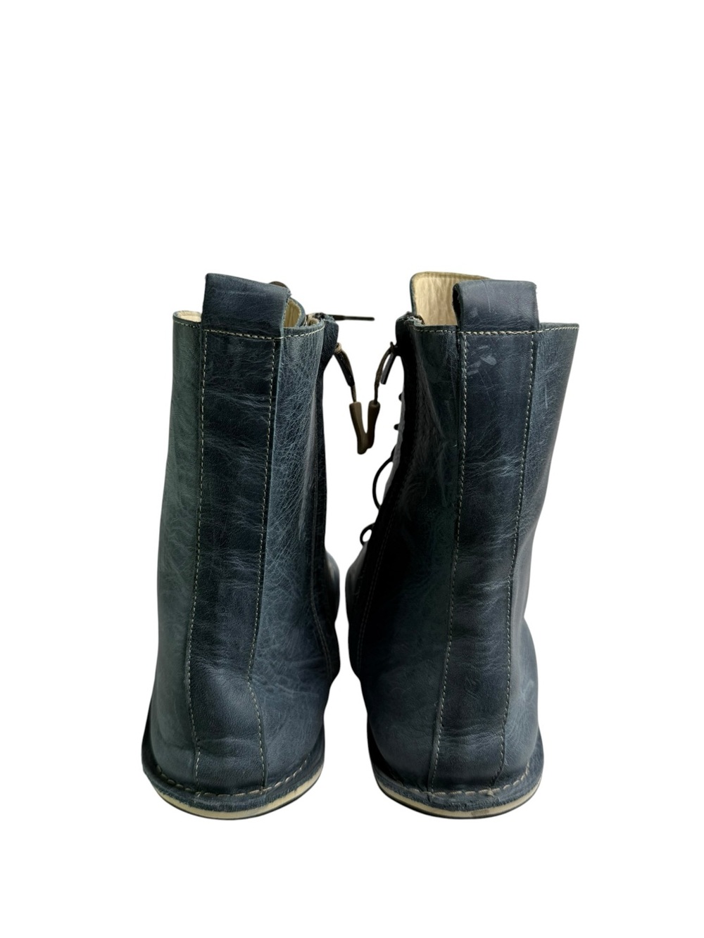 Ruby Barefoot Blue Leather Lace Up Zero Drop Wide Toebox Boots Minimalist Fall - Picture 4 of 10